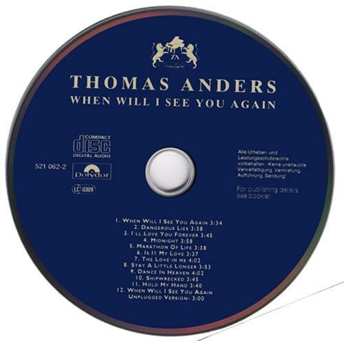 Thomas Anders - When Will I See You Again (Album, 1993) - CD